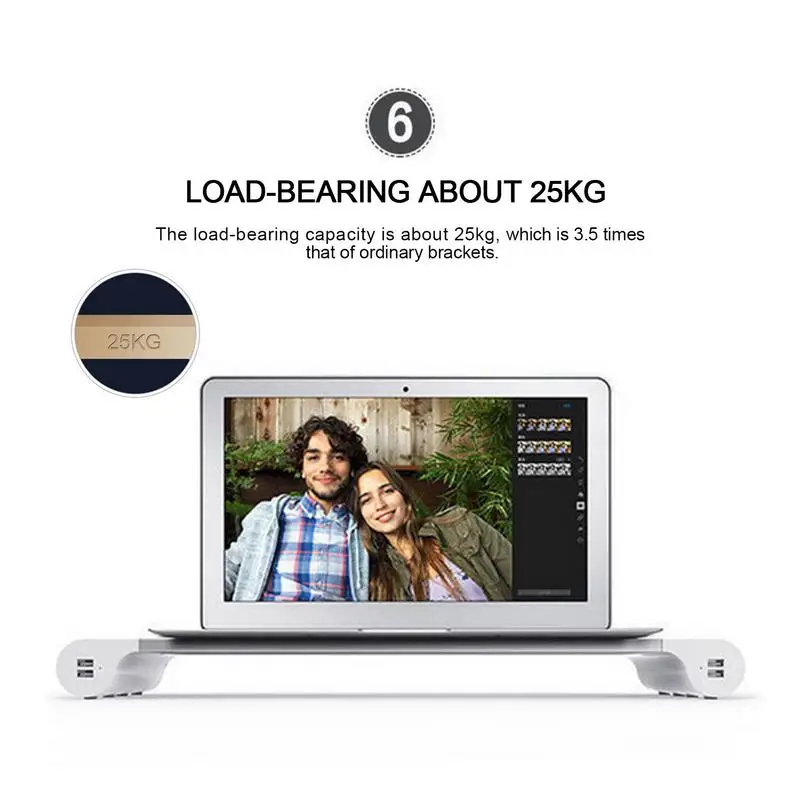USB Monitor Stand Riser Aluminum Alloy Computer Monitor Dock Base Charging Bracket With 4 USB Ports For MacBook US EU Plug