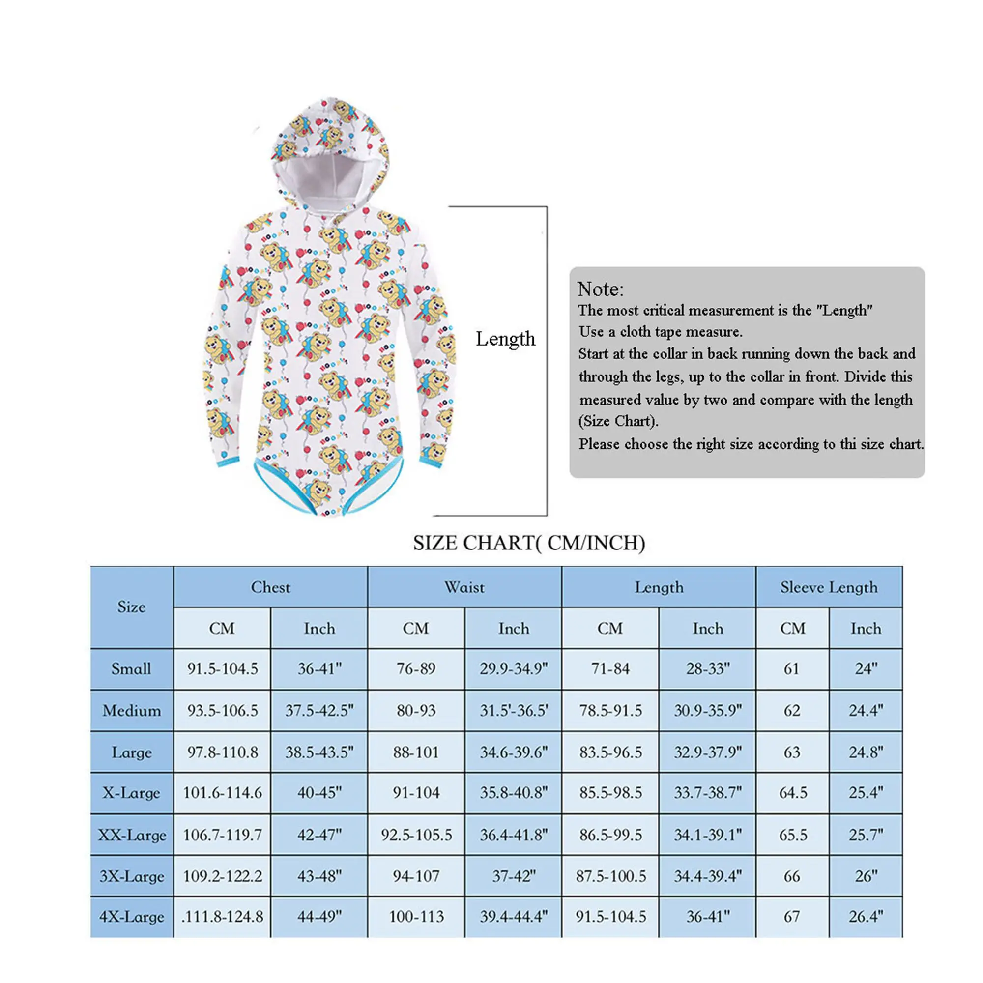 Little Bear Hoodie Bodysuit Adult Baby Onesie Sissy ABDL Diaper Long Sleeve Romper