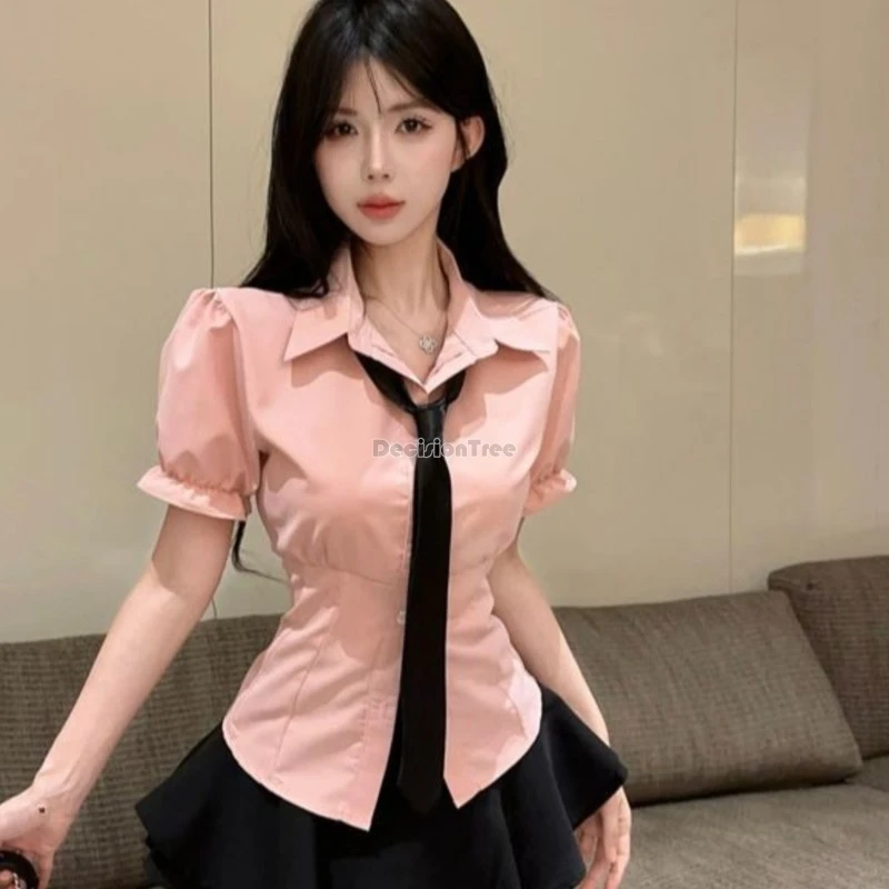 2026 여학생 교복 JK 유니폼 여성용 검정색 짧은 치마 JK 유니폼 세트 여성용 반팔 셔츠 넥타이 치마 3종 세트
