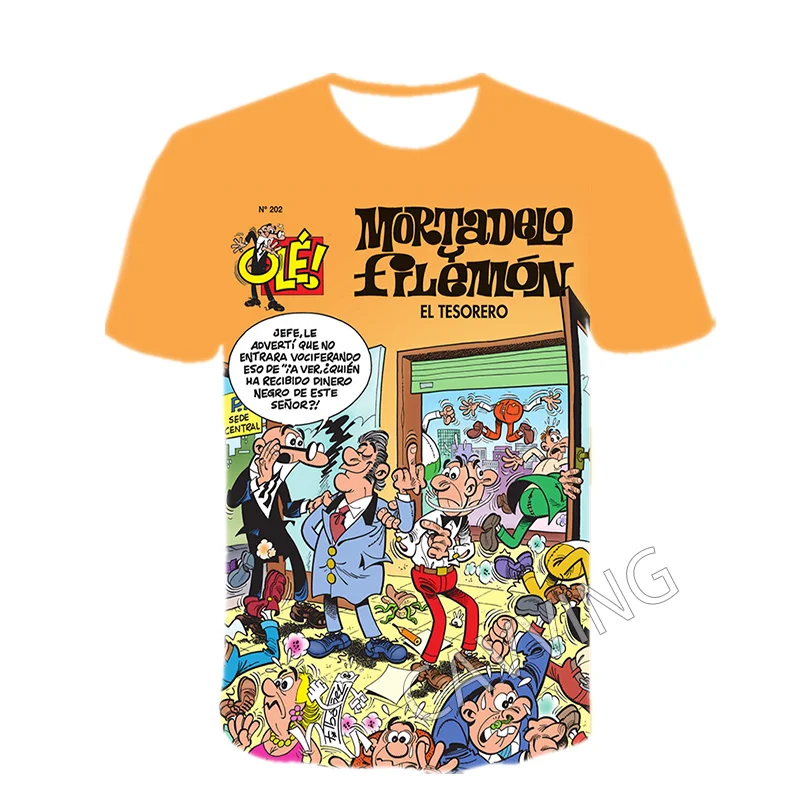 Stylish 3D Print Mortadelo y Filemón Graphic Casual T-Shirts - Unisex Harajuku Hip Hop Tops