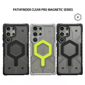 BX High Quality Pathfinder Clear Pro Magnetic Case for Samsung Galaxy S24 Ultra S23 Plus MagSafe Protection Cover Accessory