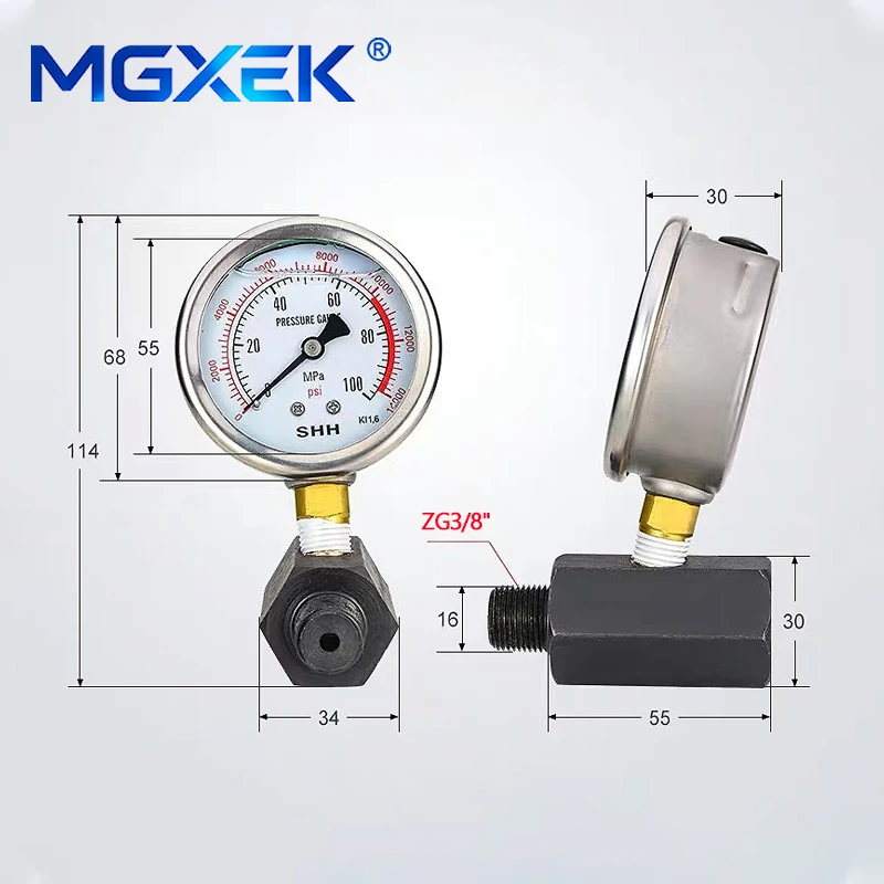 CP-700/CP-180용 MGXEK 충격 방지 압력 게이지 70MPA