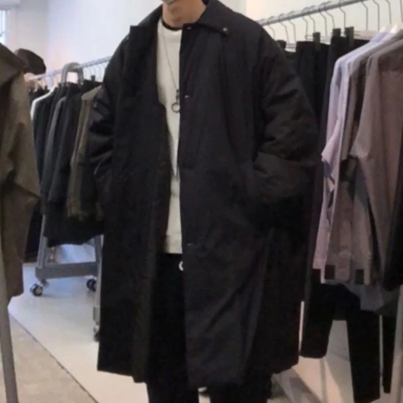 N.HOOLYWOOD Japanese Retro Loose Trend New Sherry Cotton Thickened Jacket Men Long Parka Coat