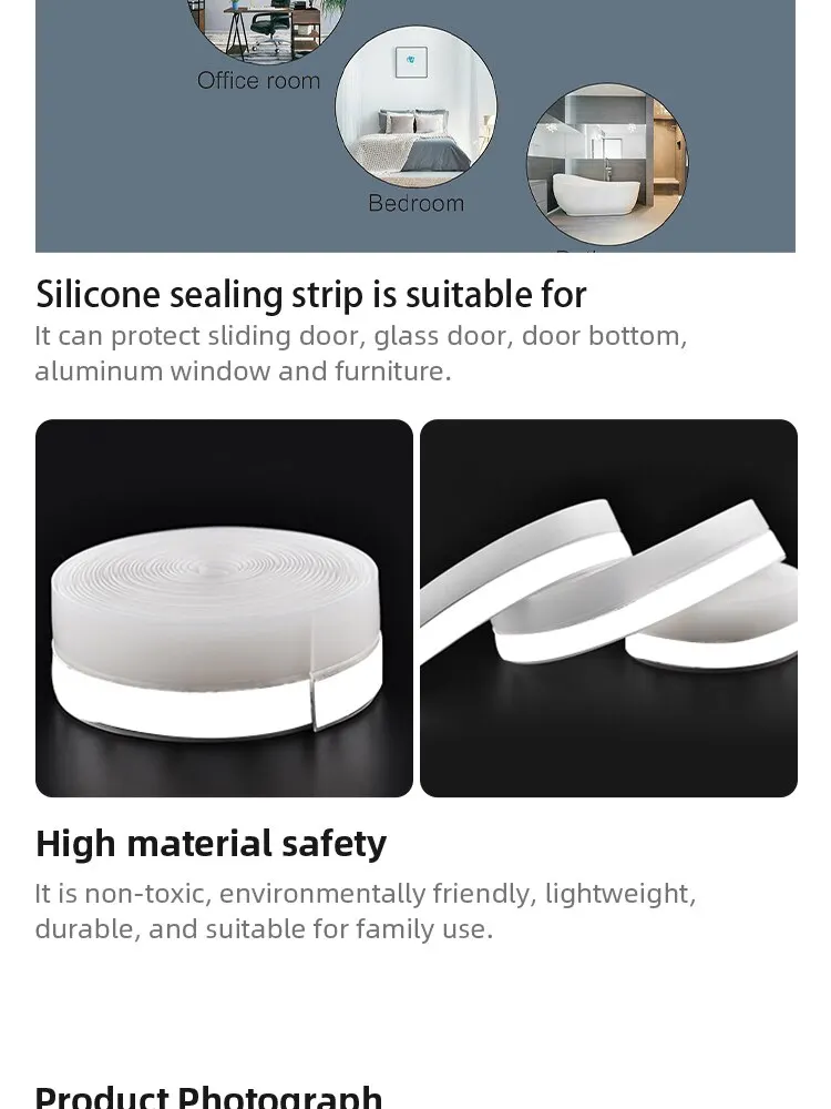 S098855f3ab2744d3b619a400cb53a03bm 5m, Door And Window Seal Rubber Door Seam Soundproof And Windproof Sticker Self Adhesive Door Windscreen Sealing Tape Mallzona