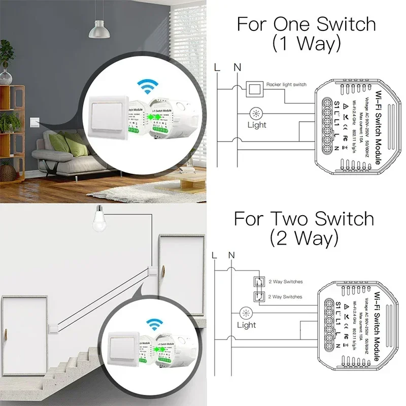 Smart Light Switch Module Remote Voice Control 1/2 Way 1/2 Gang Dimmer Breaker Switch Smart Life Tuya DIY WiFi Google Home Alexa