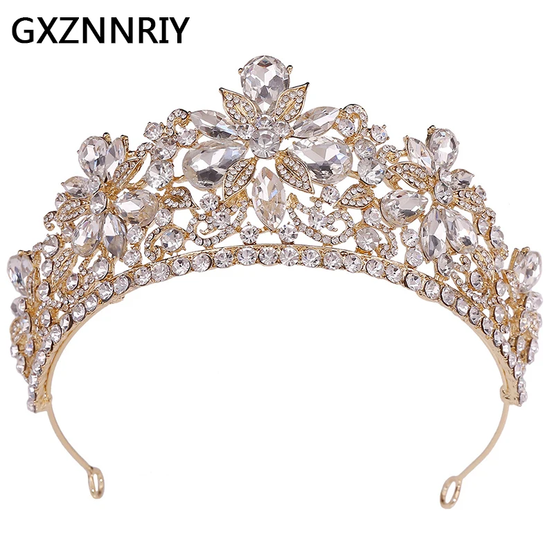 Crystal Flower Crown Bridal Wedding Tiaras and Crowns for Women Hair Accessories Rhinestone Hair Jewelry Party Bride Headpiece