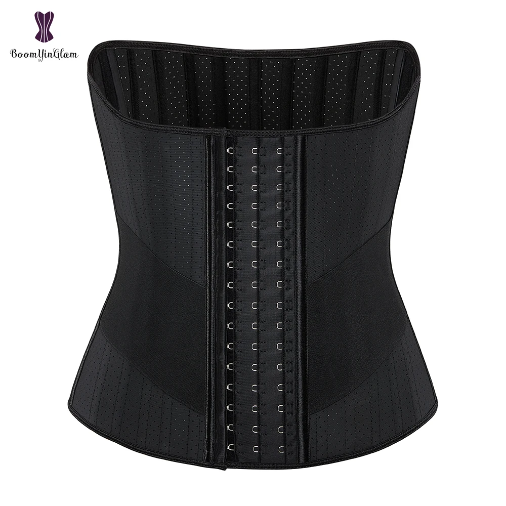 

25 Steel Bone Long Torso Latex Waist Trainer Corset Perforated Shaper Women Girdles High Waisted Cincher Slimming Belly Sheath