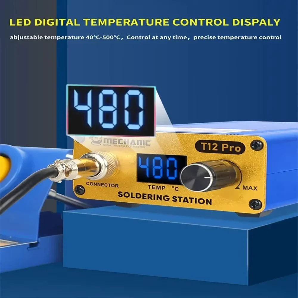 MECHANIC T12 Pro LED 디지털 디스플레이 납땜 스테이션 정전기 방지 지능형 전기 납땜 인두 빠른 가열 온도 조절기
