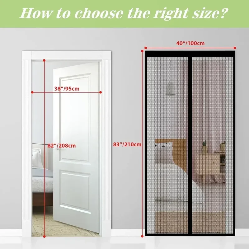magnetic screen door curtain Heavy Duty Magnetic Screen Door Mesh Curtain Mosquito Net Bug Hands Free Partition Mute Striped Door Curtain Bedroom Ventilation