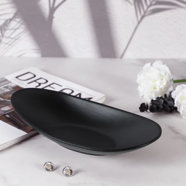 Vassoio Portaoggetti Ovale Nero - Per Chiavi, Gioielli, Monete | Design Moderno | Facile Da Pulire - Foto 6