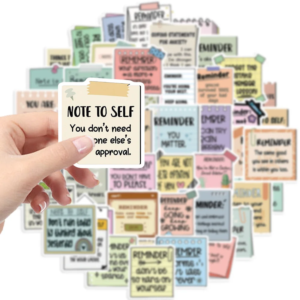 50Pcs Mental Health Stickers Reminder Decals Laptop Water Bottle Positive Waterproof Stickers Psychology Affirmations 5