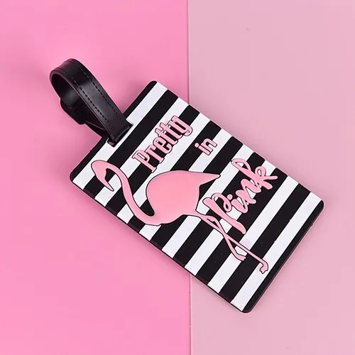 

1PC Fashion Cute Flamingo Luggage Tags Suitcase Cartoon Style Silicon Portable Travel Label Suitcase ID Address Name Holder