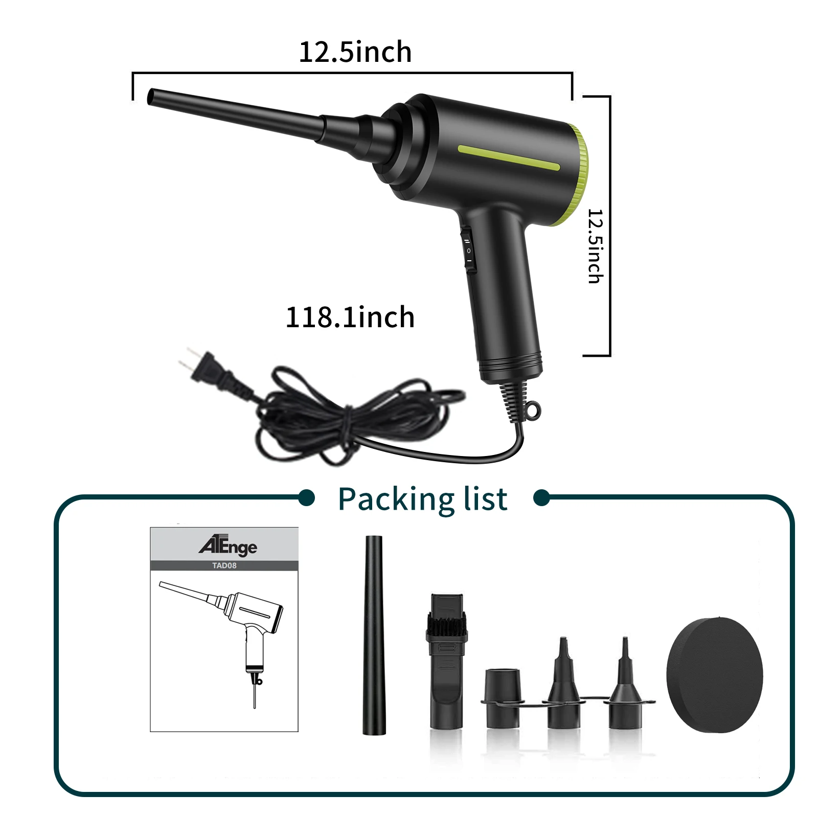 500W Electric Air Duster Portable Compressed Air Handheld Air Blower for PC Computer Cleaning Laptop Keyboard Screen Cleaner 6