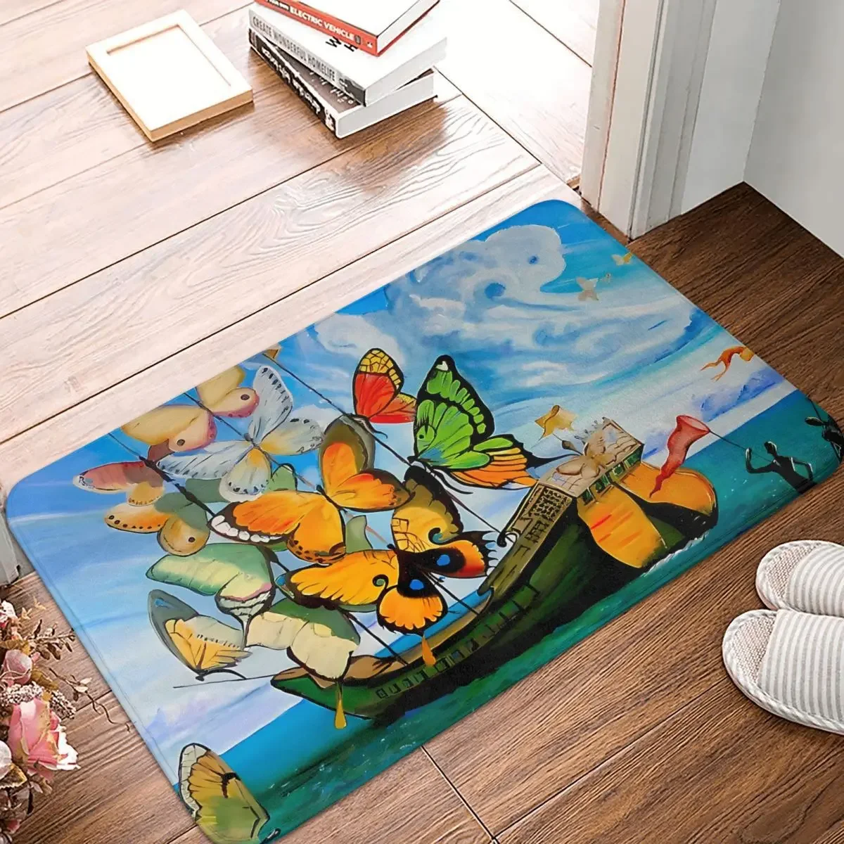 

Non-slip Doormat BUTTERFLY SHIP Vintage Abstract Painting Print Carpet Bath Bedroom Mat Prayer Flannel Pattern