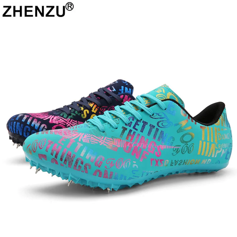 

ZHENZU Men Women Boys Track Field Sport Shoes Spikes Athlete Running Tracking Jump Sneakers Girls Spiked Shoes Jumping Shoes