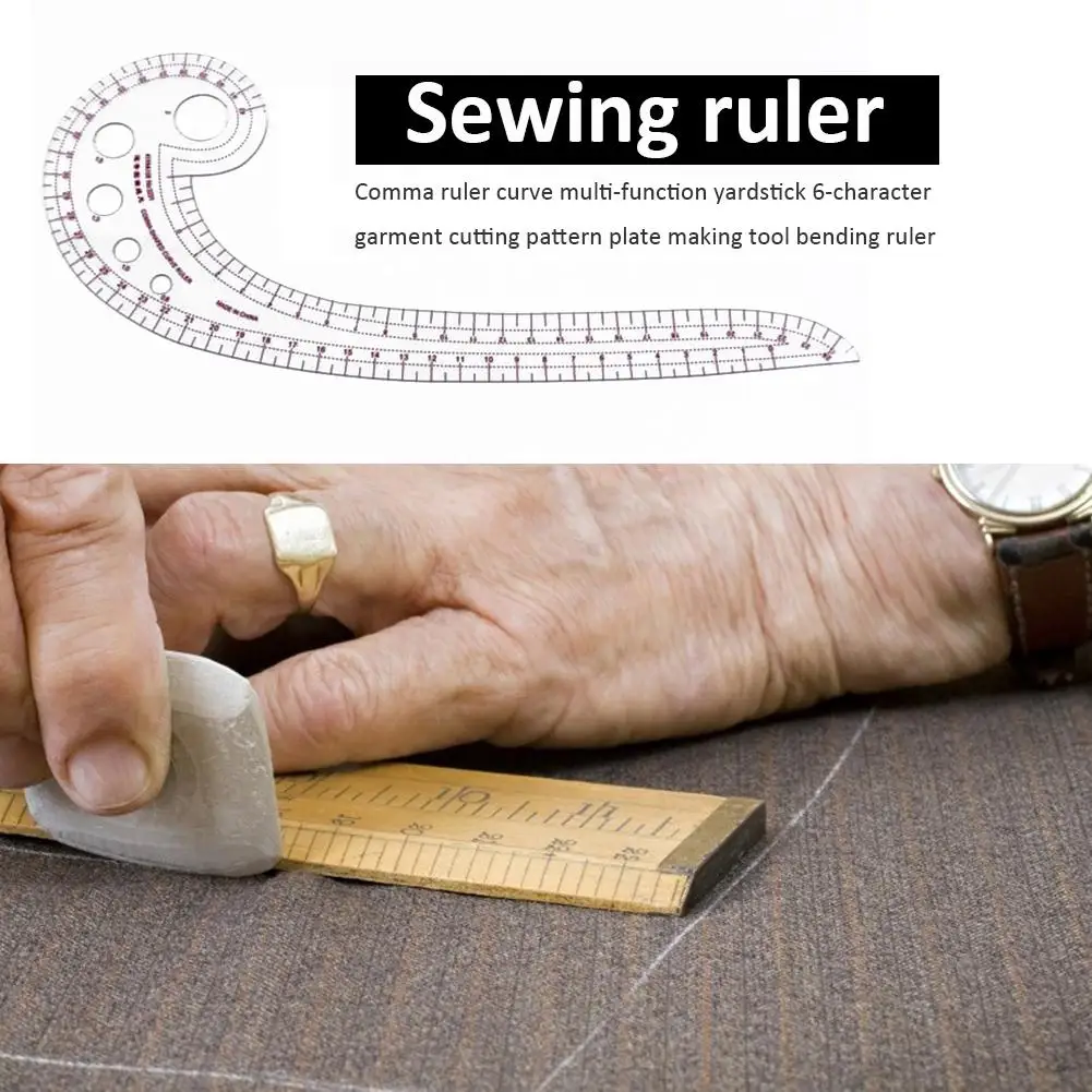 Plastic Transparent Tailor French Curve Sewing Ruler Tailor Comma Shaped Stitching Sewing Patchwork Comma-Shaped Ruler