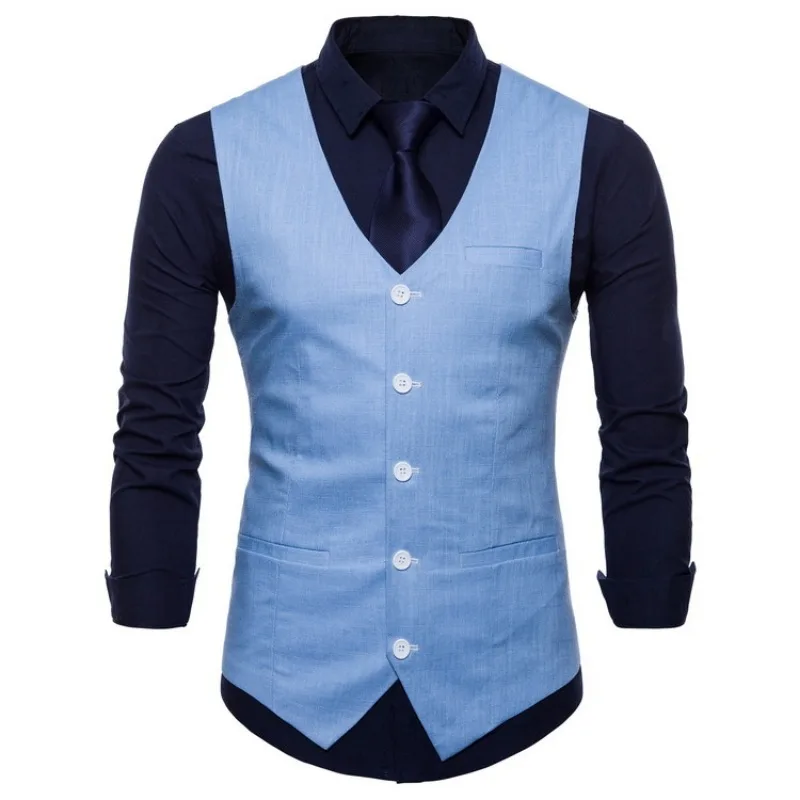

New Arrival Mens Handsome Slim Fit Single Breasted Suit Vest Brand New Formal Dress Business Wedding Vest Waistcoat Men