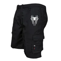 Men's Spider Print Cargo Shorts Male Outdoor Overalls Elastic Waist Cycling Shorts Multi-pockets Loose Work Beach Sports Shorts 1