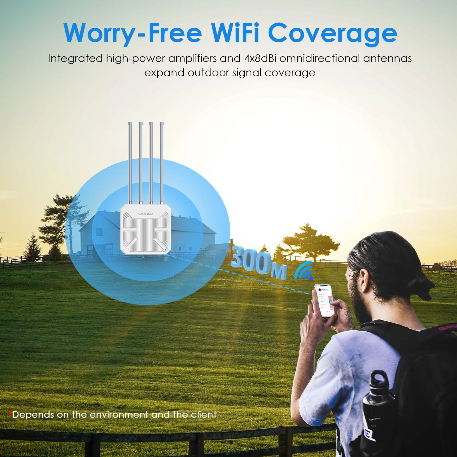 de alto ganho, WiFi, interior, exterior, banda