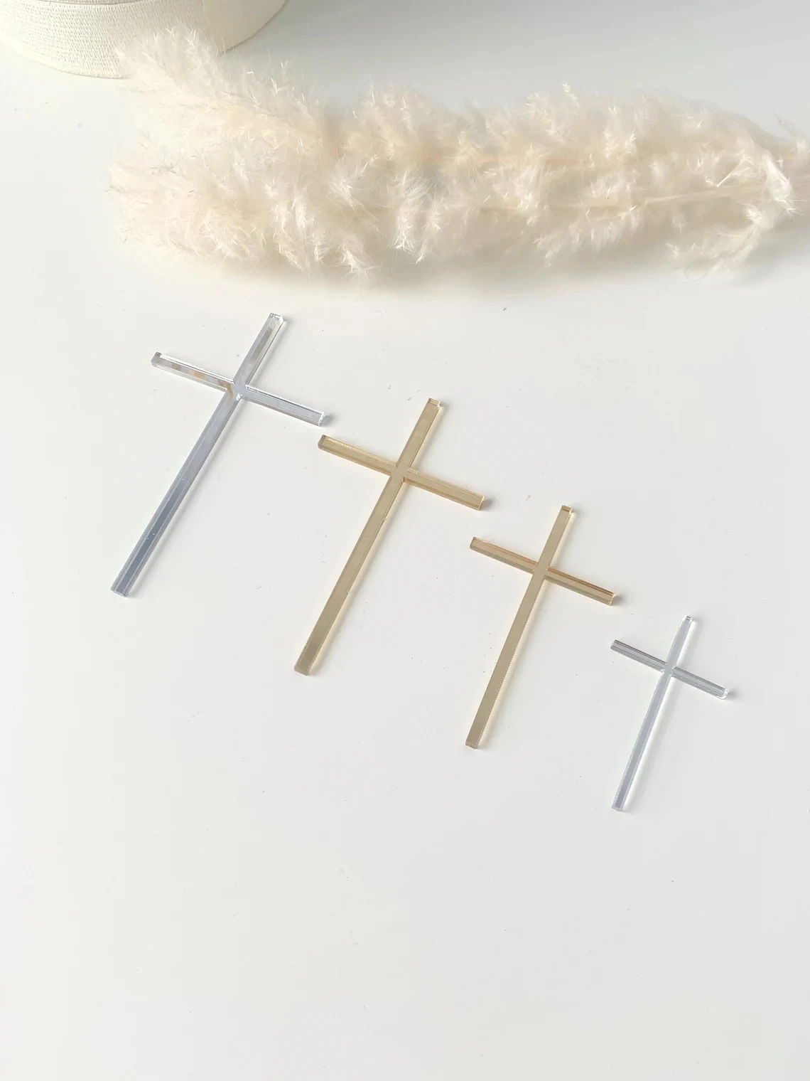 10pcs Acrylic gold cross cake charm, cross cake decor, birthdat topper, baptism, gold crosses decor, christening baby decor