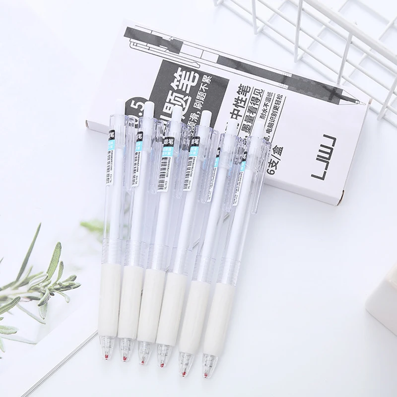 6pcs Cute Pens Black Ink Kawaii Gel Pens Japanese Stationery School  Supplies Aesthetic Stationery Pen Set Back To School