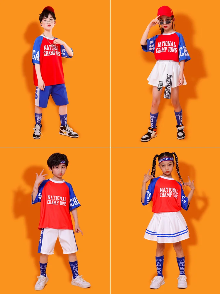 

Детский костюм для джазовых танцев в стиле хип-хоп для выступлений униформа для классов детского сада костюм для начальной школы для чарлидинга женский сценический костюм