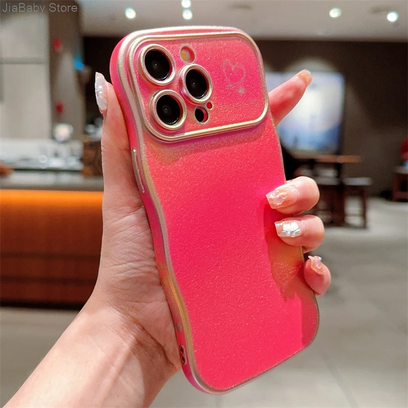 Coque de protection pour appareil photo en forme de cœur avec liquide pailleté de luxe pour iPhone 11 12 13 14 15 16 Plus Pro Max_voghion.com