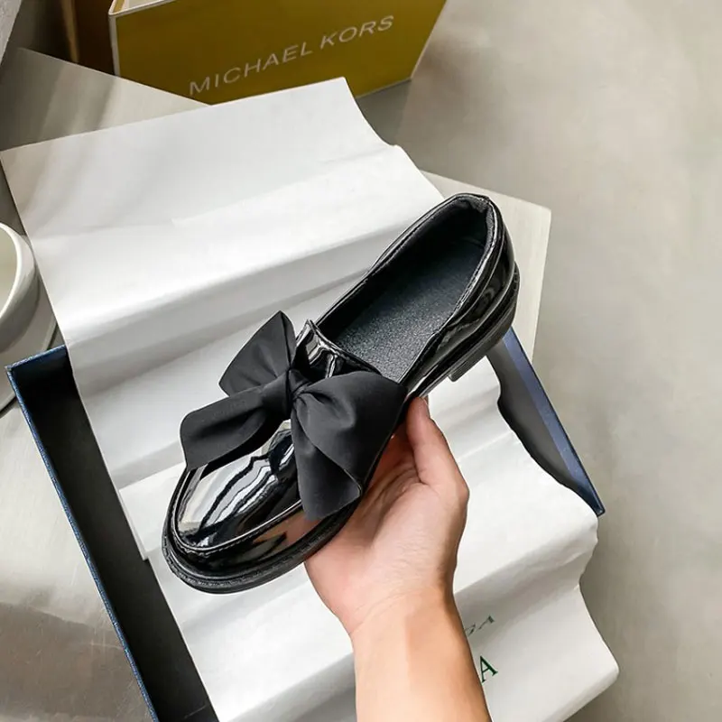 Gothic Lolita Bowknot Heart Mary Jane Shoes Women Cute Kawaii Chunky Platform Flats Fashion Designer 