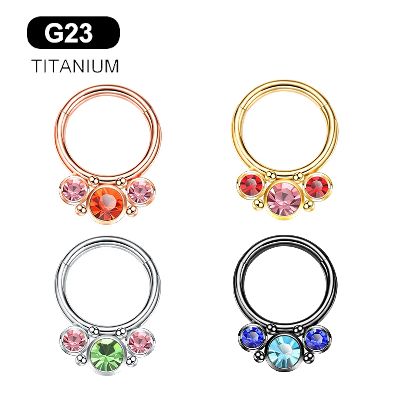 G23 Titanium Surgical Metal Earring Septum Tragus Piercing Ten Style Zircon Plating Nose Ear Ring Clicker Body Jewelry 16G 2022 |
