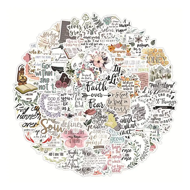 Bible inspirational stickers Religious Decals Christian Decorative Stickers 100pcs For Laptop Luggage Scrapbooking