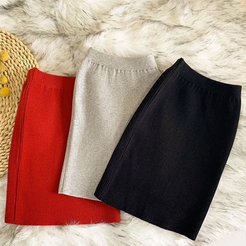 Spring Autumn Winter Baby Toddler Stretchy Bodycon Skirt Girls Knitted Skirt Bottoms Skirts For Kids Children Clothes