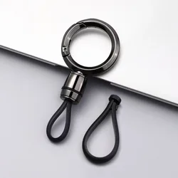 Sleek Car Key Holder Strap with Metal Ring - Minimalist Anti - Loss Keychain Accessory - 3 Pcs (Black)