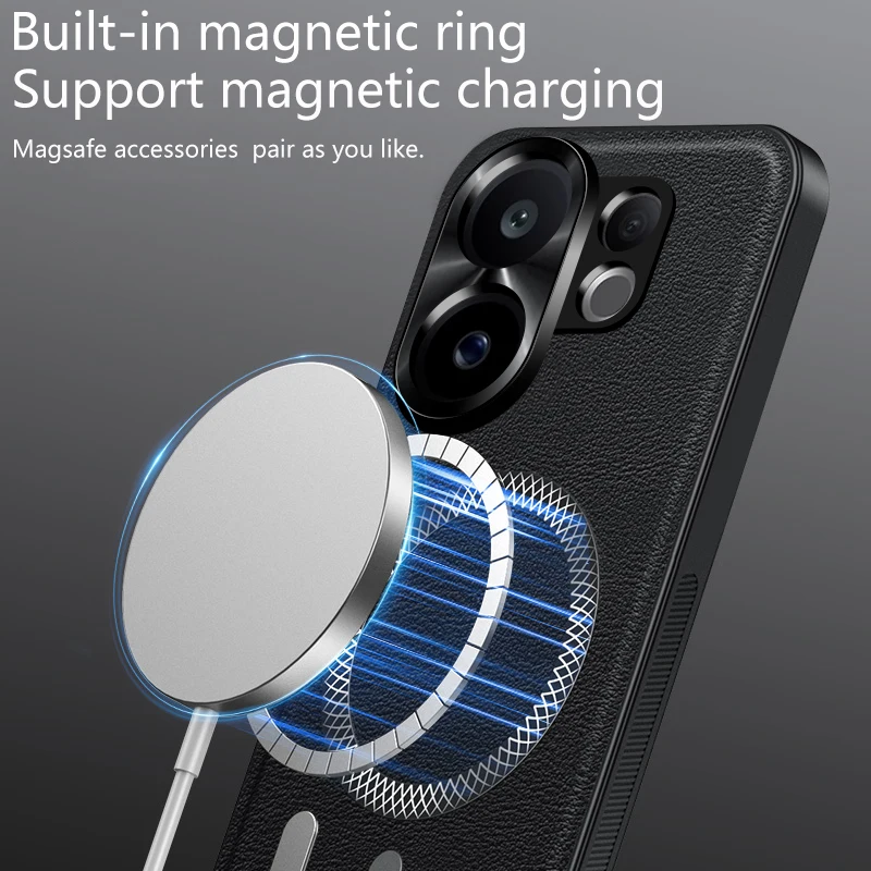 Magnetic Elegant Leather Wear-Resistant Non-Slip Phone Case with Full Lens Coverage