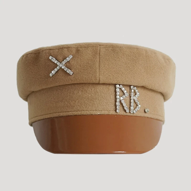Brand Designer Women Hats Crystal Baker Boy Hat Wool Newsboy Caps Female Flat Militray Caps Visor S-XL cotton newsboy cap