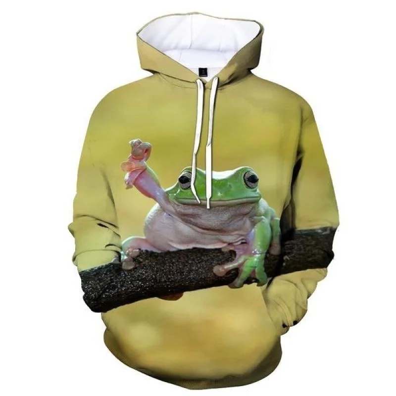 thumbnail image 1 of Sudadera con capucha de rana arbórea linda para hombres y niños, sudadera con capucha de gran tamaño con gráficos de animales impresos en 3D, sudadera con capucha de manga larga, ropa de calle, 1 of 5
