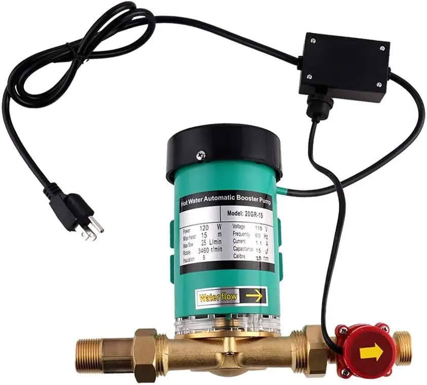 Water Pressure Booster Pump Automatic Shower Booster Pump Water Circulator Circulation 1 Inch Outlet 120W with