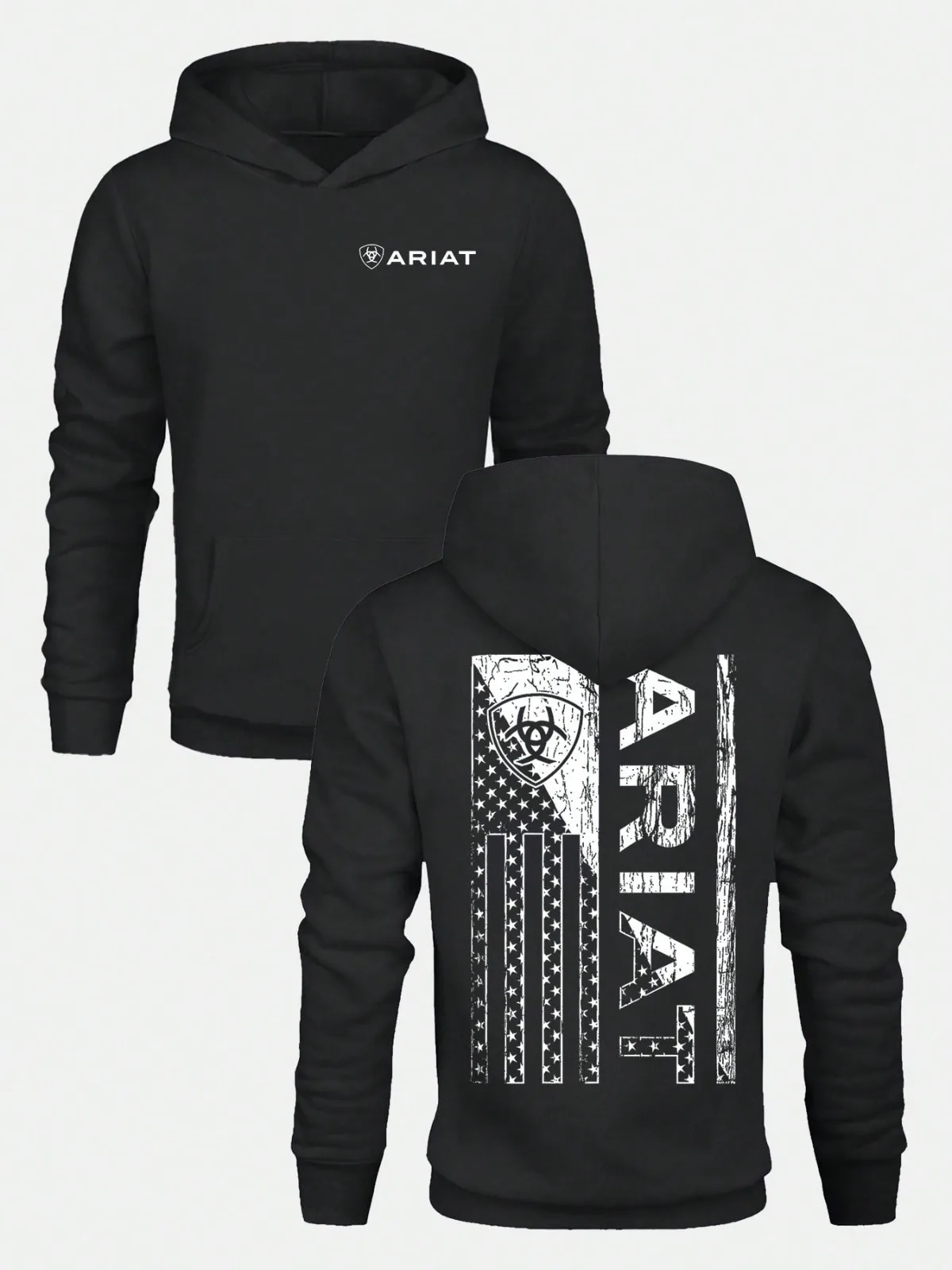 Men's ARIAT Distressed American Flag Graphic Hoodie Casual Soft & Breathable Pullover Hooded Sweatshirt Fall Streetwear Outfits