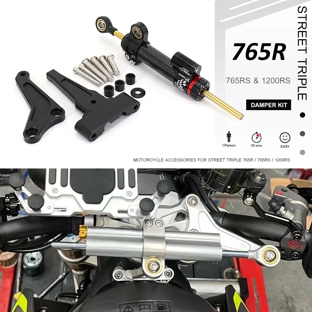 

Motorcycle Accessories Aluminum Accessories Steering Stabilize Damper kit For Street Triple 765RS 765R 765 R RS 1200RS 1200 RS