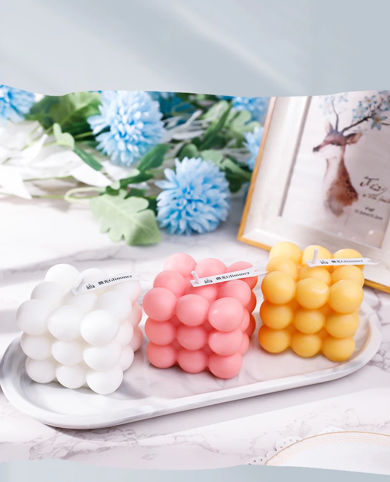 Description Picture 3 of itemMulti Style Bubble Cube Silicone Candle Mold Aromatherapy Candle Gypsum Soap Resin Mould Hand-made Chocolate Dessert Cake Making