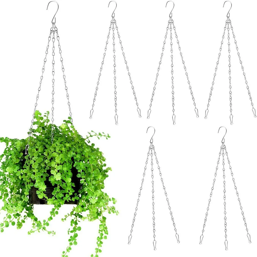 Hanging Flower Pot Silver 3 Strand Replacement Garden Hanging Basket Spare Metal Chains Hanger For Home Garden Decoration