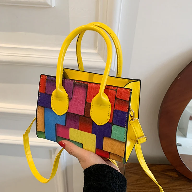 JEALOVE Fashion Small Square Shoulder Bags For Women Hit Color Rainbow