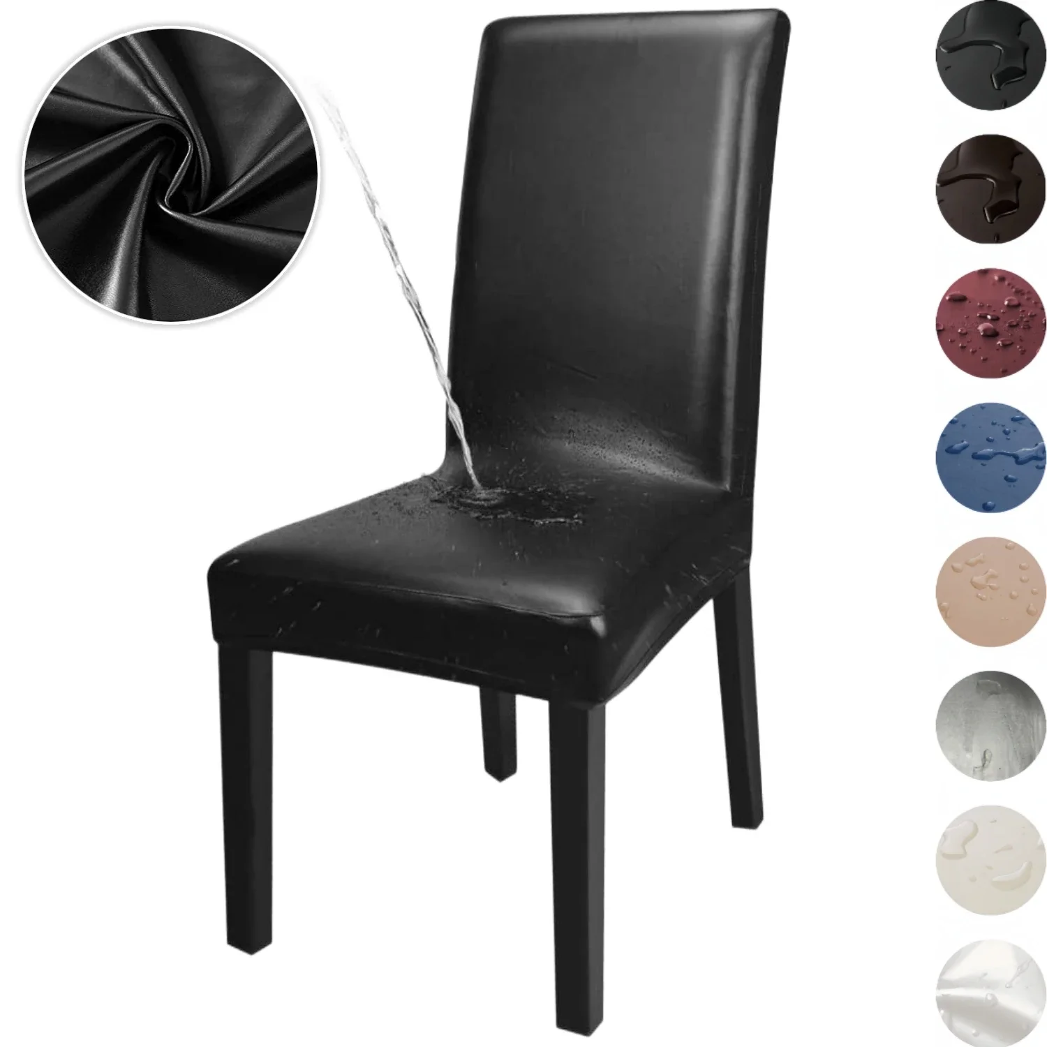 

PU Leather Chair Cover Protector For Dining Room Waterproof Dining seat Chair Decoration Hotel Banquet wedding