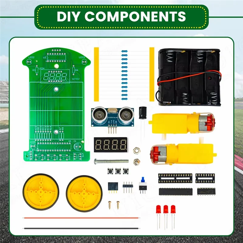 APPLIA-Ultrasonic Ranging Obstacle Avoidance Kit Car DIY Electronic Kit LED Display Programming Kit