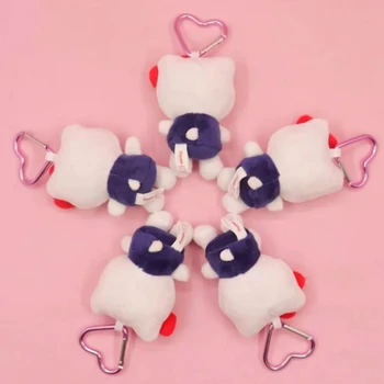 Sanrio  Hello Kitty heart-shaped button plush pendant suitable for men’s and women’s backpacks, travel bags, pendant accessories
