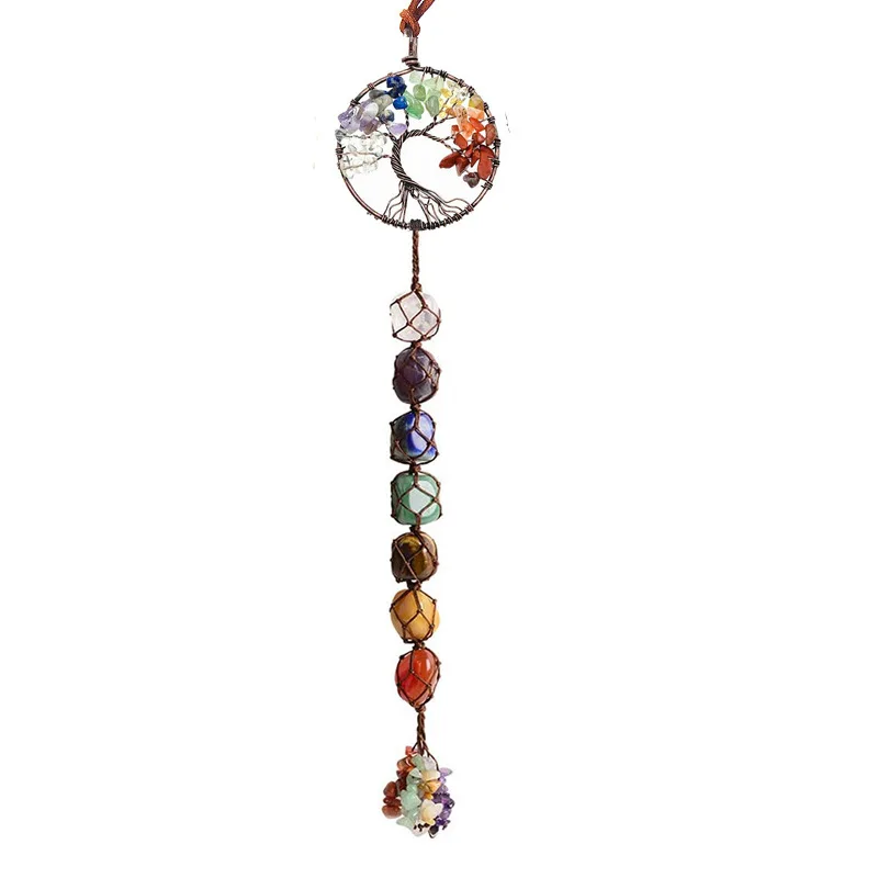 Porte Clef D'Arbre De Vie Original,Pendentif 7 Chakra Bijoux