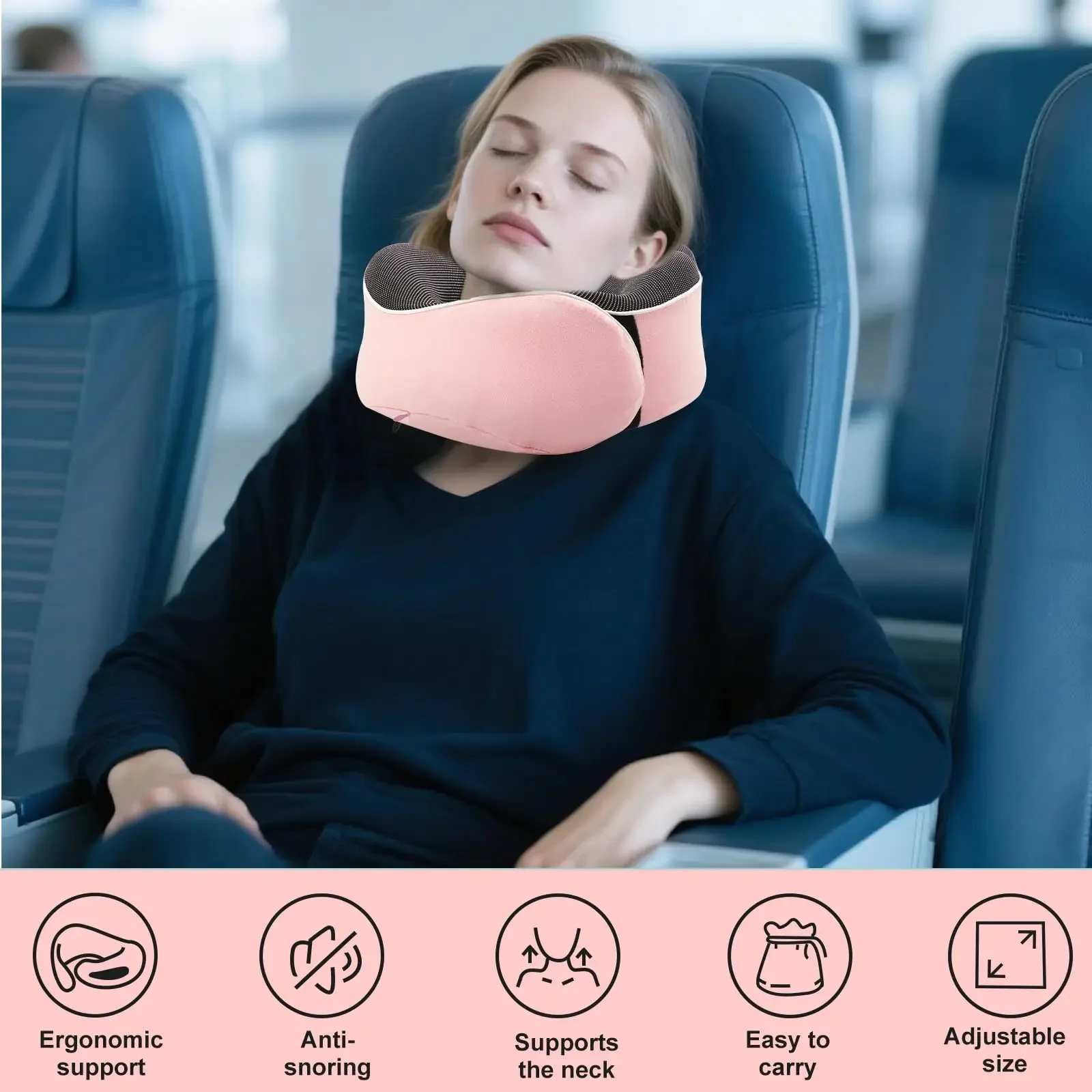 Travel Pillow,Neck Pillow Memory Foam 360 Degree Support Pillows,Travel Neck Pillow Comes,Ideal Accessory for Airplanes