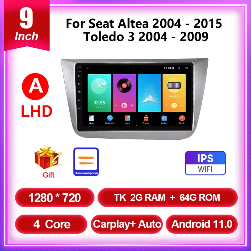 Hikity Android 15 Autoradio Für Seat Altea 2004-2015 - 9 Zoll Mit CarPlay & Android Auto
