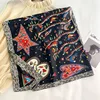 35.43" Geometric Pattern Square Scarf Imitation Silk Satin Shawl Thin Summer Sunscreen Bandana Outdoor Handbag Decoration Scarf 5
