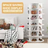 Rotating Shoe Rack Tower on The 7th Floor, Vertically Rotating Shoe Rack, Rotating 360 Degrees, White Shoe Rack Storage Circular 6