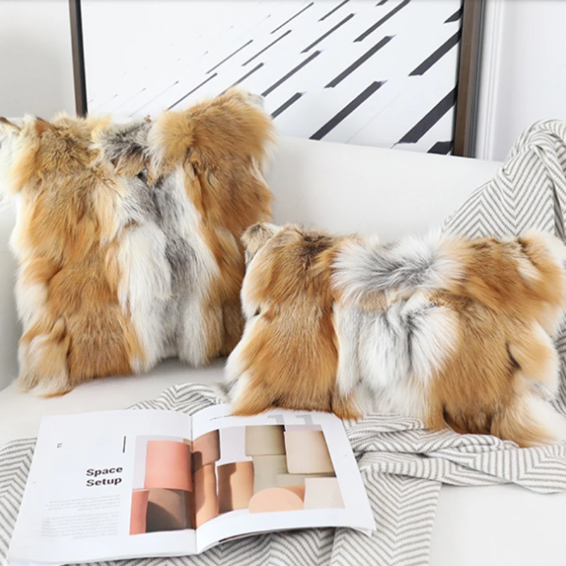 Cxd45/z China Factroy Wholesale Fox Fur Pillow Cover Cushion Cover